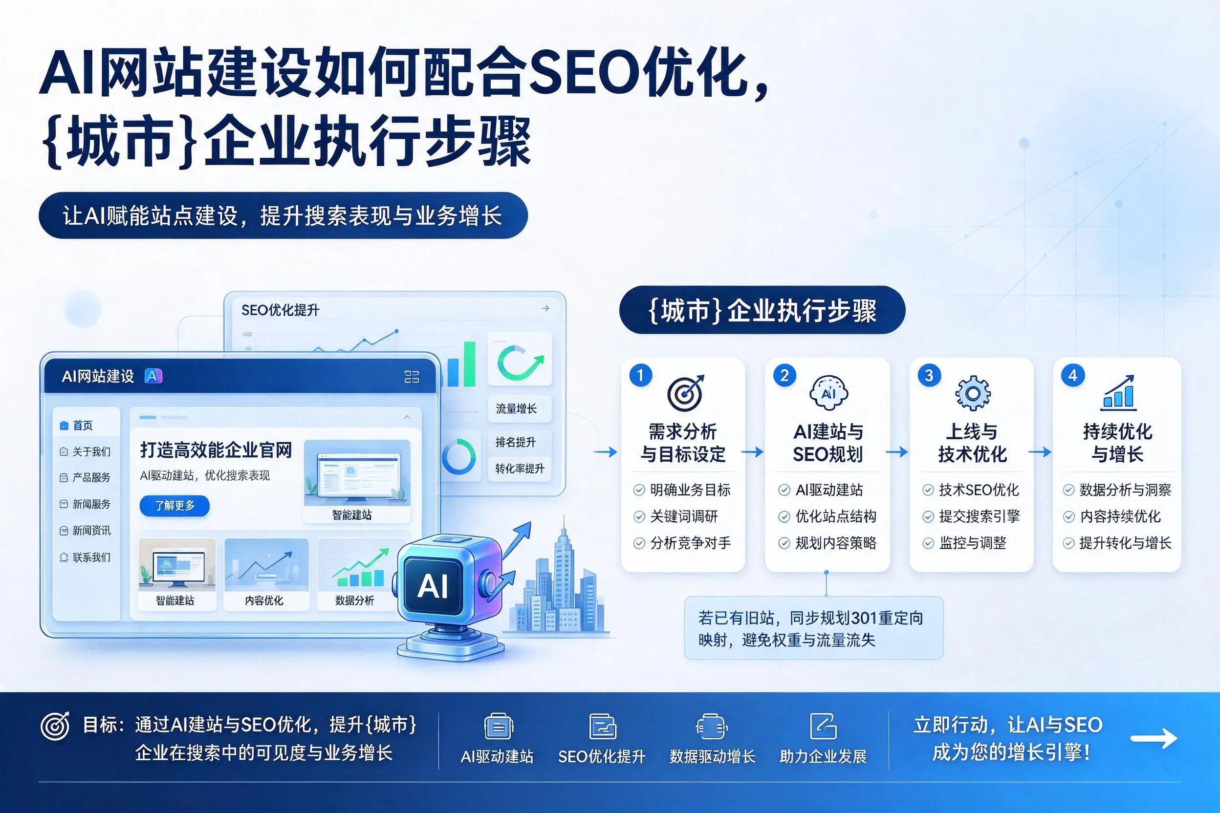 AI网站建设如何配合SEO优化,徐州企业执行步骤