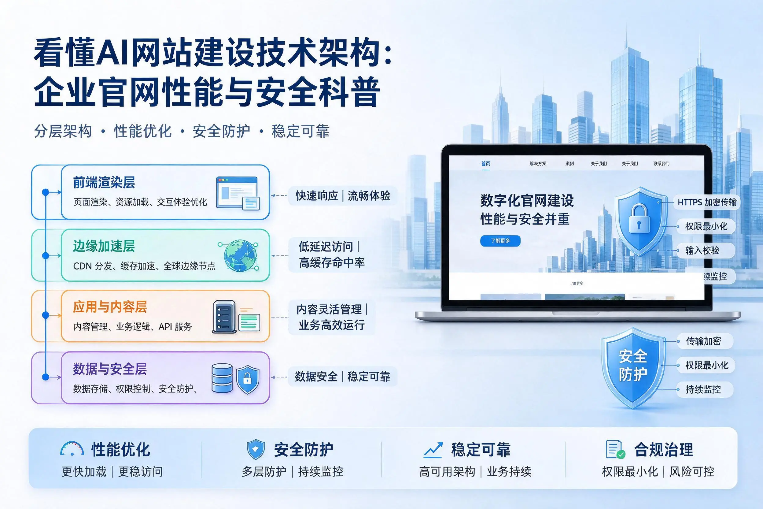 看懂AI网站建设技术架构:徐州企业官网性能与安全科普