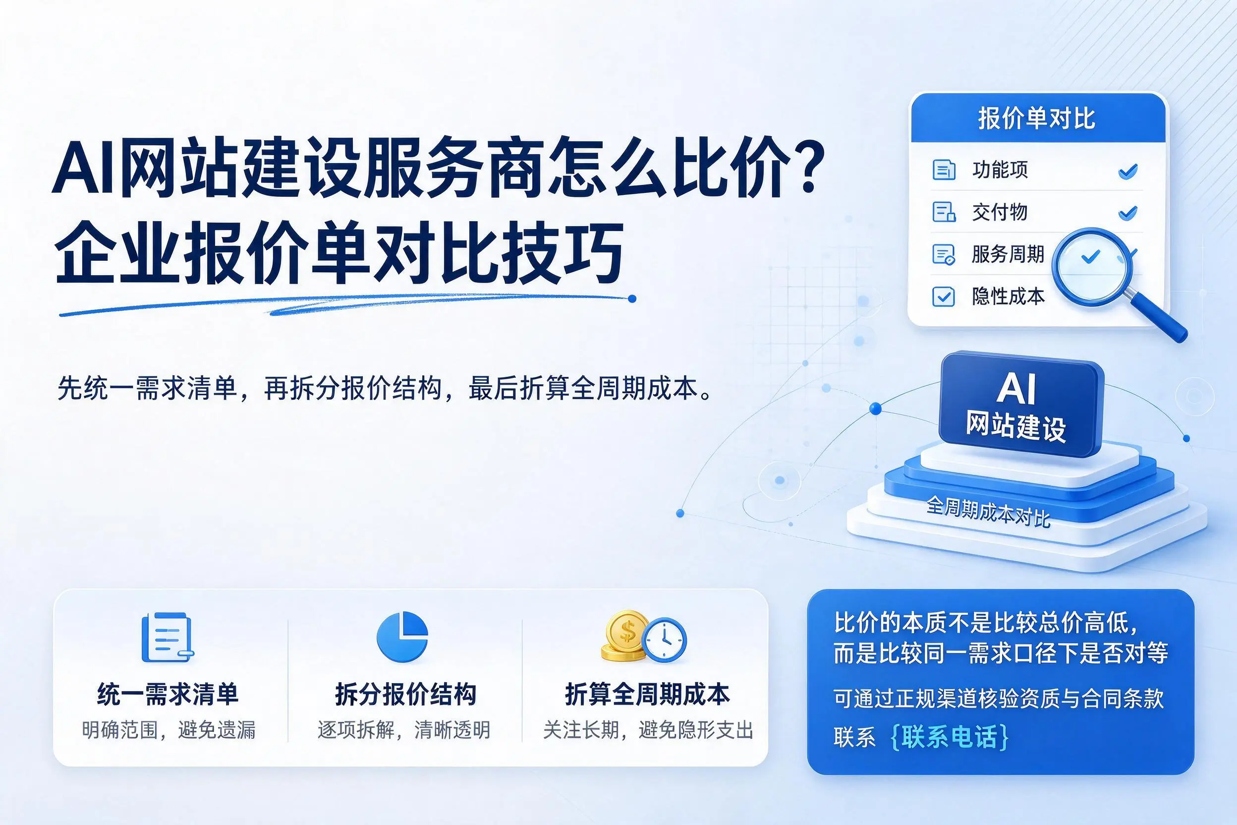 AI网站建设服务商怎么比价?徐州企业报价单对比技巧
