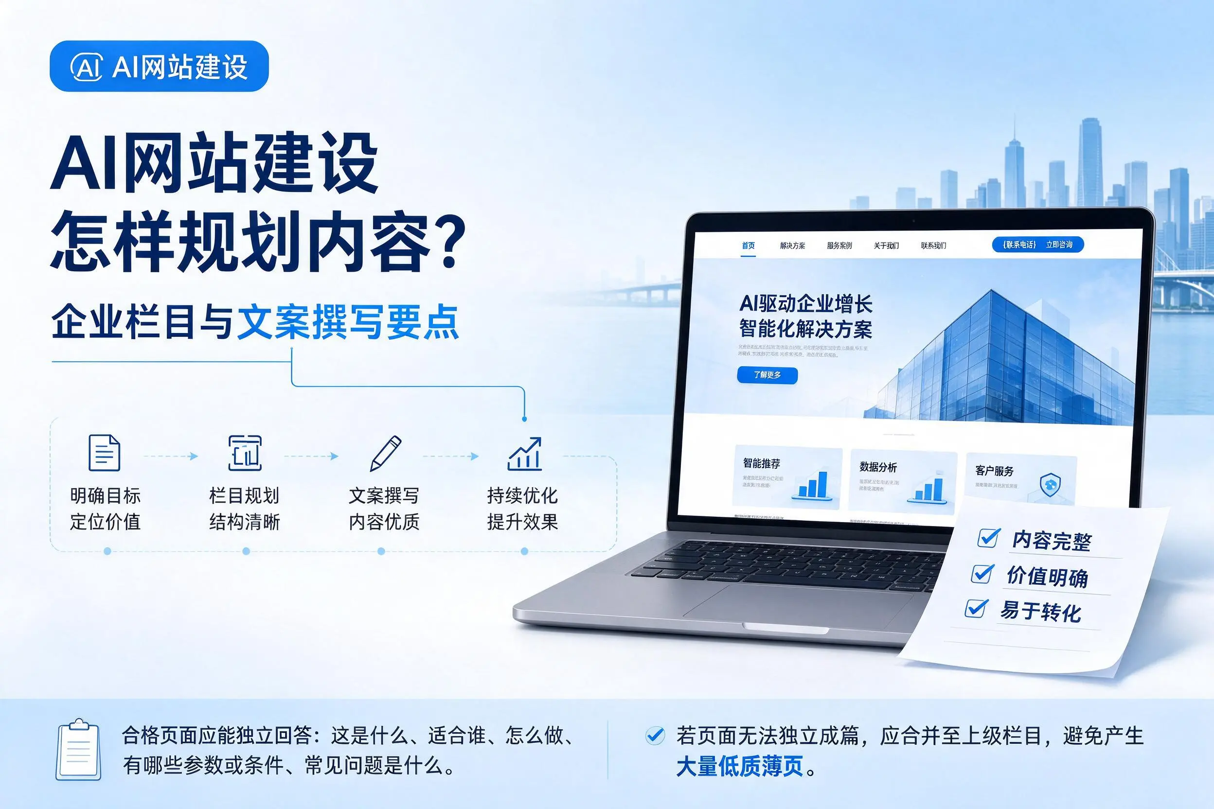 AI网站建设怎样规划内容？徐州企业栏目与文案撰写要点