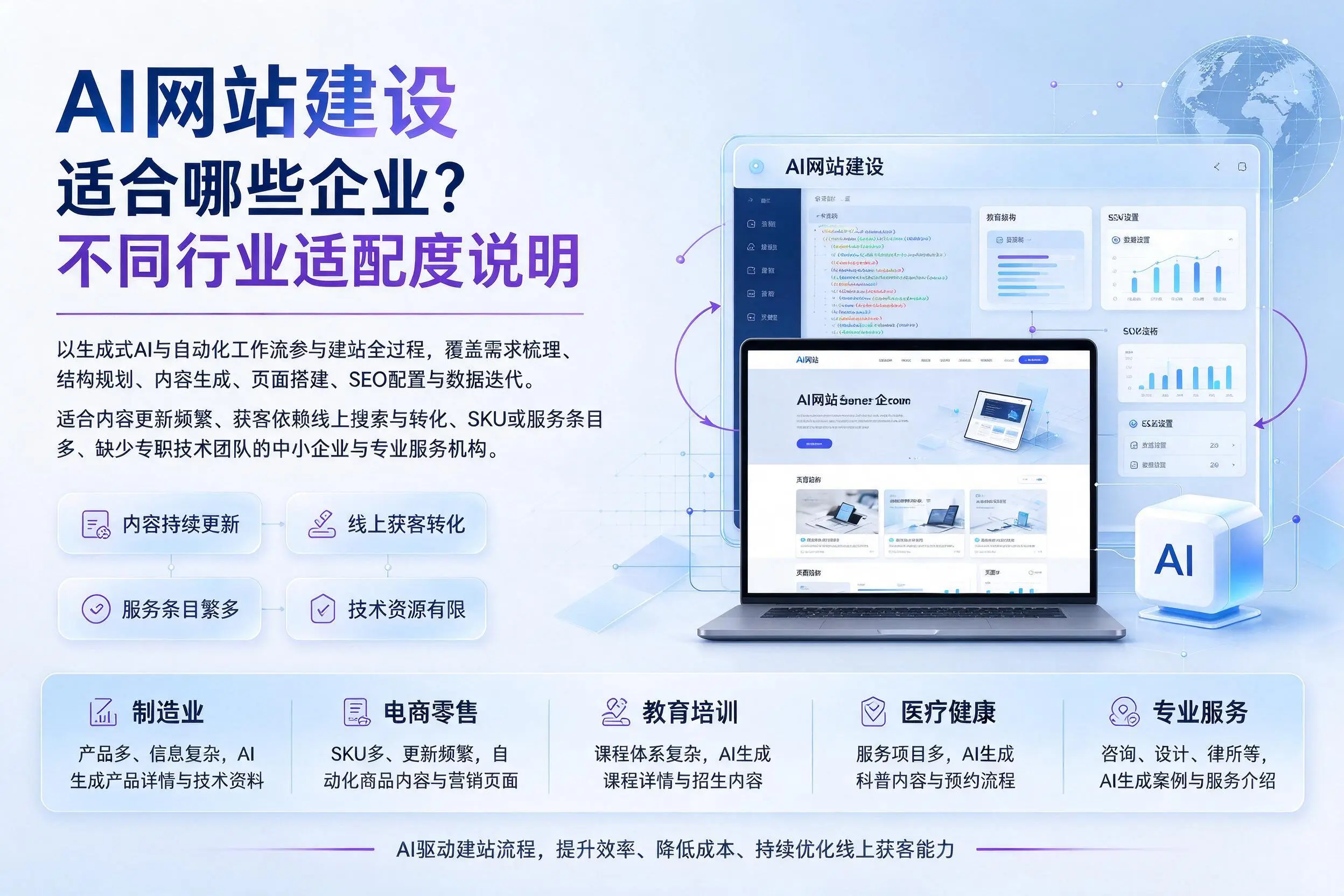 AI网站建设适合哪些企业？徐州不同行业适配度说明